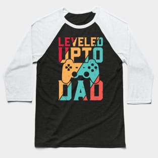 Leveled Up To Dad - Pregnancy Baseball T-Shirt